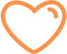 A heart shaped picture with an orange border.